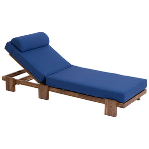 English Elm U_style Solid Acacia Wood Outdoor Lounge Set Adjustable Reclining Poolside Chairs with Headrest Navy Blue WY000483AAC