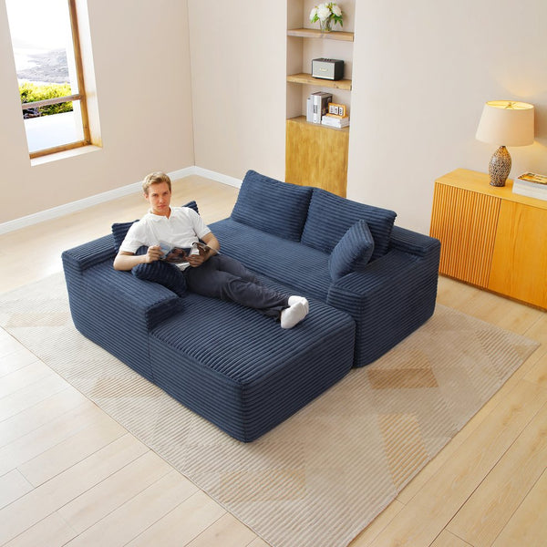 English Elm 105'' Modular Sectional Cloud Couch Deep Seat Corduroy Upholstered L-shape Living Room W1117P387756