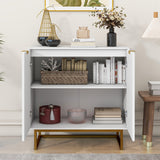 Hearth and Haven White and Gold Storage Cabinet with 2 Doors, Modern Buffet Sideboard Cabinet, Kitchen Buffet Cabinet with Storage Sideboard Buffet For Living Room W409128108