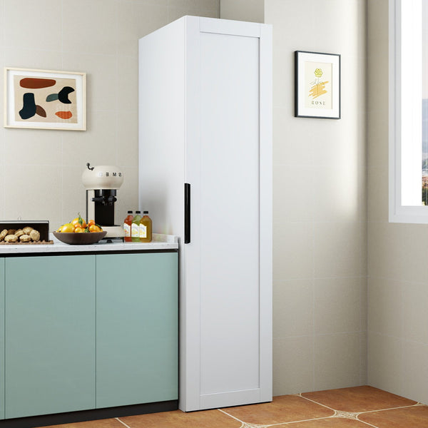 English Elm Kitchen Pantry Cabinet Freestanding Melamine Storage with Shelves for Dining Room White W331P435940
