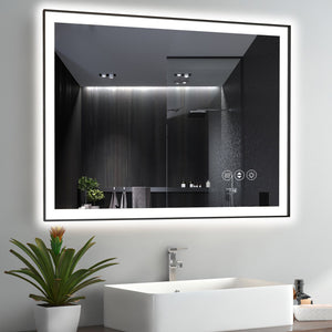 English Elm 40X30 Inch Frameless Led Bathroom Mirror - Smart, Anti-Fog, Adjustable Brightness, Modern Design T3757P346988