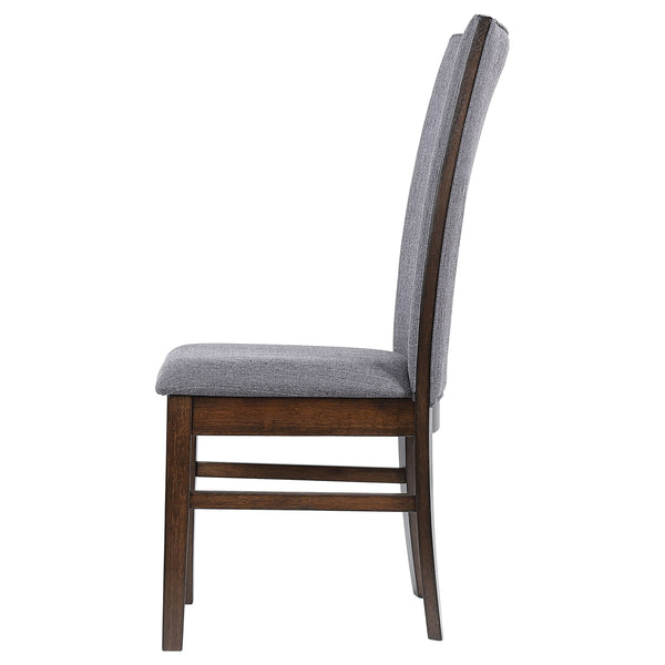 English Elm Wawona Grey Upholstered Dining Side Chair Set of 2 — Tall Back Comfort, Tapered Profile, Brown Wood Base B062P375534