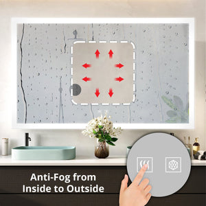 English Elm Aurorium Frameless Led Vanity Mirror with Defogger for Double Bathroom Walls B2731P478353