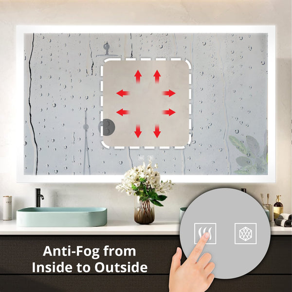 English Elm Aurorium Frameless Led Vanity Mirror with Defogger for Double Bathroom Walls B2731P478353