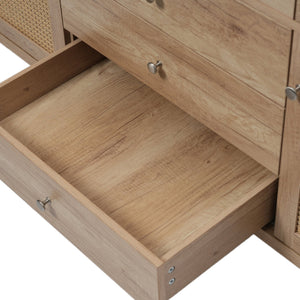 English Elm Christopher Knight Home® - 60" Modern Bathroom Vanity with Durable SMC Sink, Rattan Doors, Soft-Close Drawers, Pine Legs Antique Natural N817P296130N