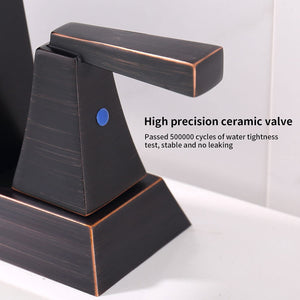 English Elm 2-Handle Bathroom Sink Faucet In Oil Rubbed Bronze - Modern 4-Inch Centerset Lavatory Faucet Set T3177P277477