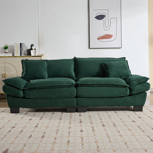 English Elm Corduroy Modern Sofa Sleeper Loveseat with Double-Layer Cushions, Two Pillows, Sturdy Frame 84" Green W676P227343