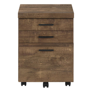 English Elm File Cabinet Rolling Mobile with 3 Smooth-Glide Drawers and Locking Casters for Office Organization Brown 26 L x 21 W x 9 H B2710P219738