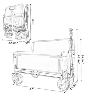 English Elm 3-in-1 Convertible Folding Wagon with 500lb Steel Frame and All-terrain Swivel Wheels Dark Blue W2932P390460