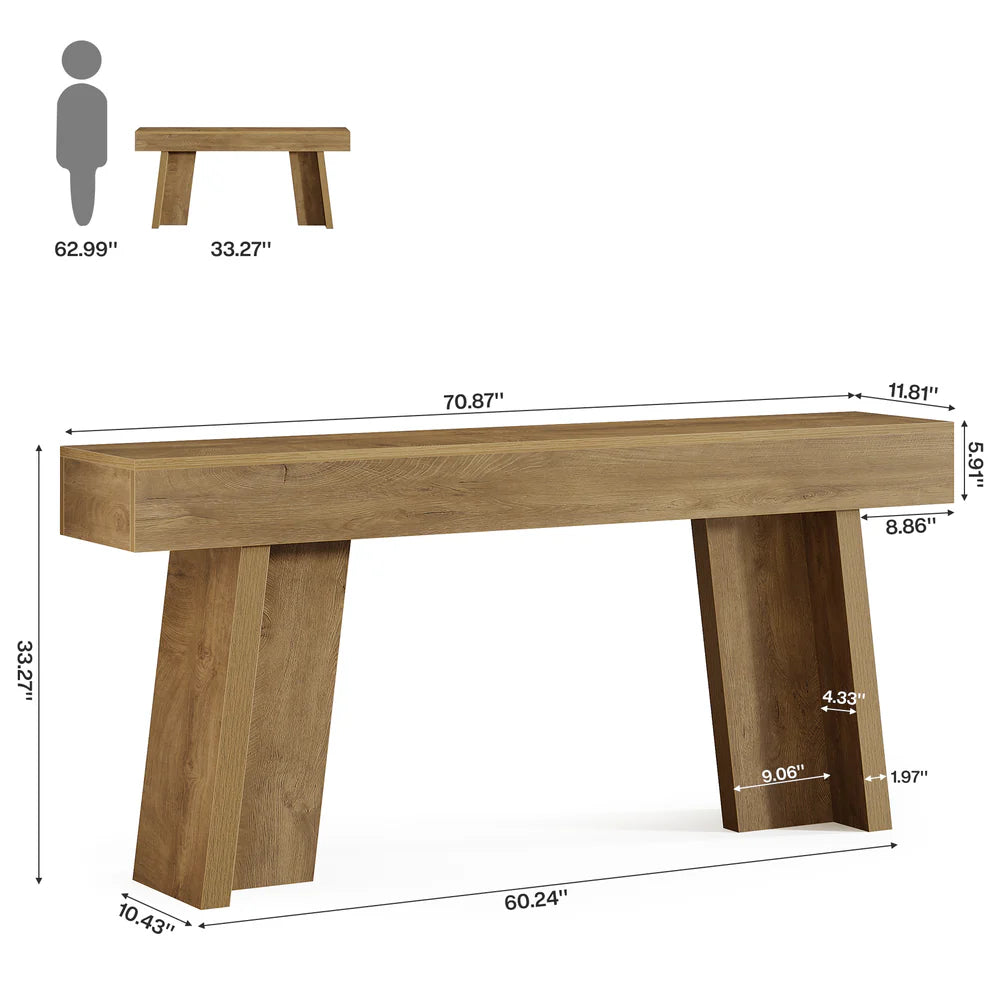 English Elm Hall Console Table Industrial Rustic Two Tier Wood Tone Metal Frame Entryway Sofa T3971P456424