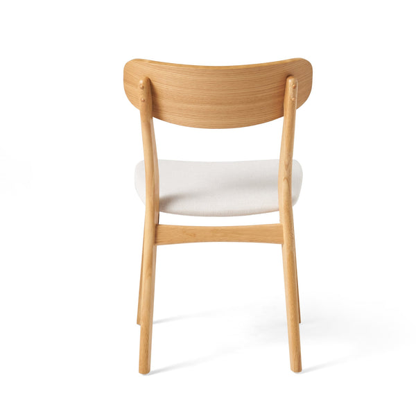 English Elm [video] Set of 2 Minimalist Dining Chairs with Cushioned Seats and Oak Rubberwood Legs N759P371095K