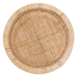 English Elm Modern Rattan Woven Mahogany Two-tier Round End Table for Bohemian Living Spaces B2750P420367