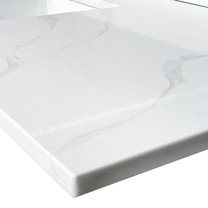 English Elm 61-inch Carrara Quartz Vanity Top Undermount Sink Backsplash Stain Resistant Bath W2699P459410