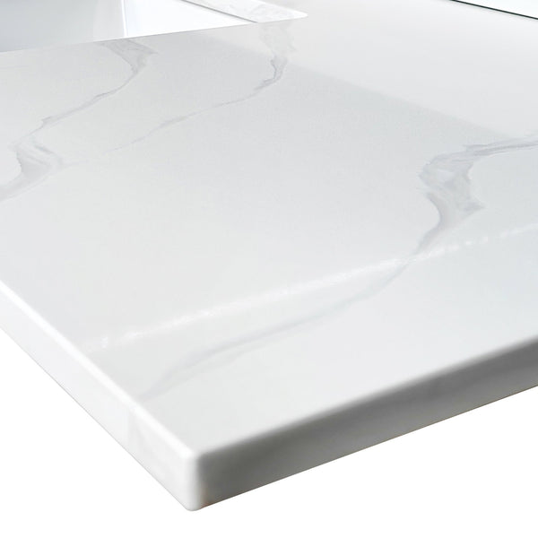 English Elm 61-inch Carrara Quartz Vanity Top Undermount Sink Backsplash Stain Resistant Bath W2699P459410