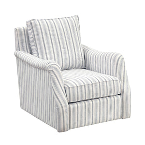 English Elm Elegance Striped Swivel Chair with Reversible Cushions, Foam-Pocket Coil Comfort & 360° Metal Base B011P379431