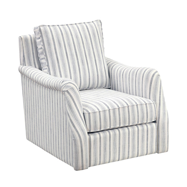 English Elm Elegance Striped Swivel Chair with Reversible Cushions, Foam-Pocket Coil Comfort & 360° Metal Base B011P379431