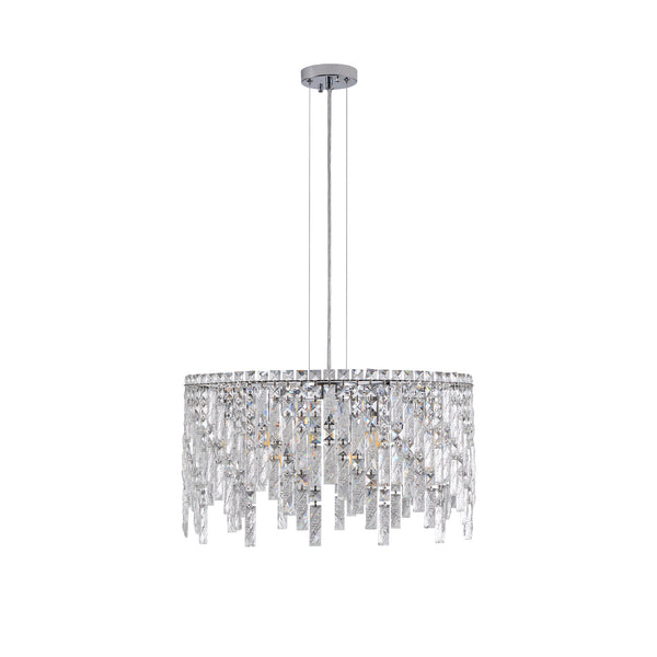 English Elm 24" Luxurious Crystal Chandelier Round Silver Chrome Pendant Light for Dining Living Bedroom Elegance W2312P374966