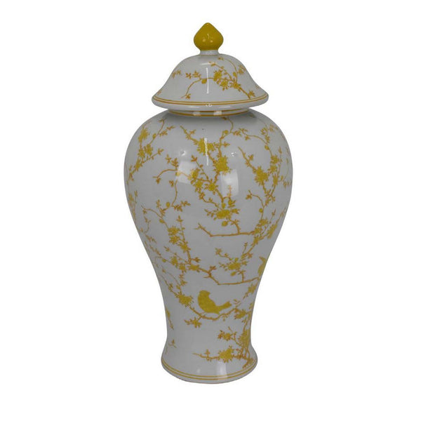 English Elm Avery Sculptural Ceramic Vase with Spiral Ribbed Texture for Modern Home Decor Yellow+White B056P416930