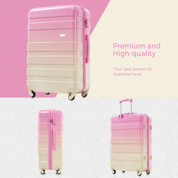 English Elm Luggage Sets 3 Piece Abs Hardshell Spinner Suitcase Collection with Tsa Lock Pink N726P281629S