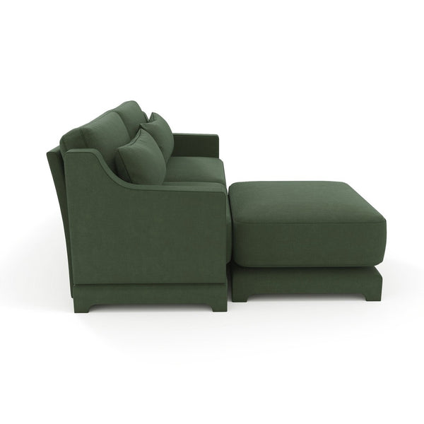 English Elm Two-Seater Sofa Set With Ottoman, Lumbar Pillows & Ergonomic Design – Elegant Chenille In Green! W714S01214-GIGA