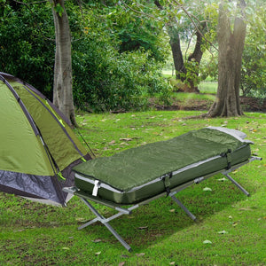 English Elm Outsunny Camping Cot Set With Mattress, Sleeping Bag, Pillow & Carry Bag – Ultimate Travel Comfort! W2225P200402-GIGA