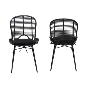 English Elm Modern Boho Rattan Rod Dining Chair Set of Two with Crisscross Base for Casual Spaces B2750P420432