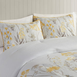English Elm 5 Piece Seersucker Comforter Set with Throw Pillows Floral Cottage Farmhouse Microfiber Hypoallergenic Yellow 18.9 L x 23.62 W x 9.06 H B035P148357