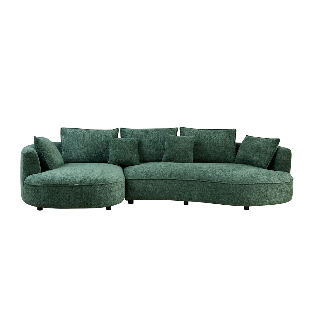 English Elm Oversized Boucle Sectional Sofa Curved 5 Seat Cloud Design with Left Chaise Lounge W876S00318