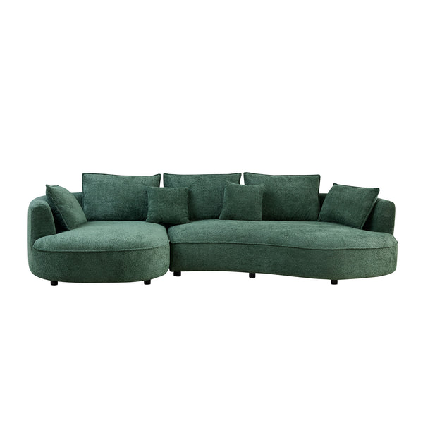 English Elm Oversized Boucle Sectional Sofa Curved 5 Seat Cloud Design with Left Chaise Lounge W876S00318