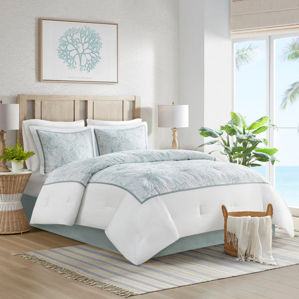 English Elm Comforter Harbor House Maya Bay Full Set - Seafoam Embroidered Seashells, 200TC Cotton, OEKO-TEX White 22.83 L x 11.81 W x 20.87 H B03595726