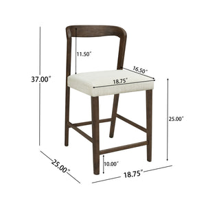 English Elm Christopher Knight Home® - Solid Rubber Wood Counter Stools Set Of 2 - Walnut Finish With Beige Upholstery For Modern Comfort N771P292086T
