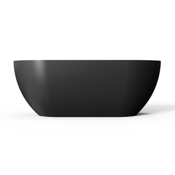 English Elm 59 Inch Stone Resin Freestanding Bathtub Oval Spa Soaking Tub for Small Bathrooms Black W1613P355471