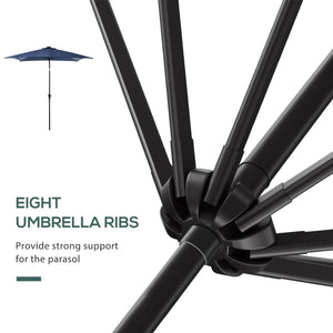 English Elm Outsunny 9' X 7' Solar-Powered Led Umbrella With Tilt & Crank - Perfect For Gardens, Patios, And Pools W2225P174160-GIGA
