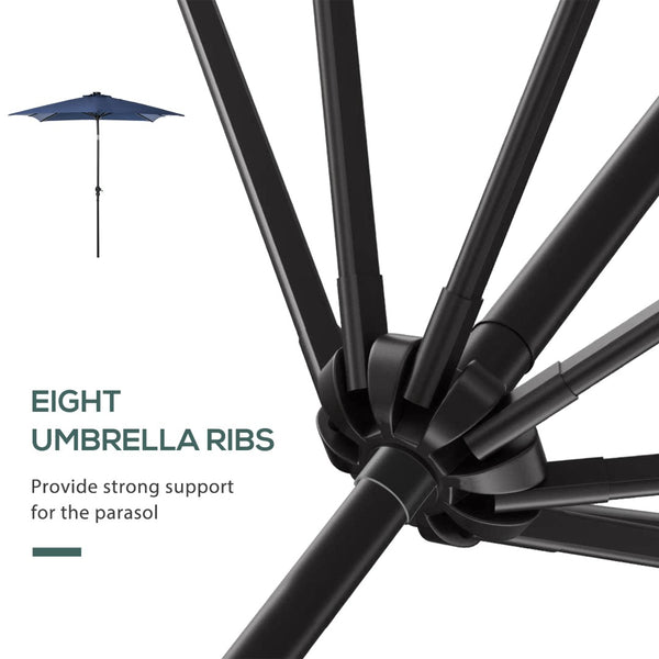 English Elm Outsunny 9' X 7' Solar-Powered Led Umbrella With Tilt & Crank - Perfect For Gardens, Patios, And Pools W2225P174160-GIGA