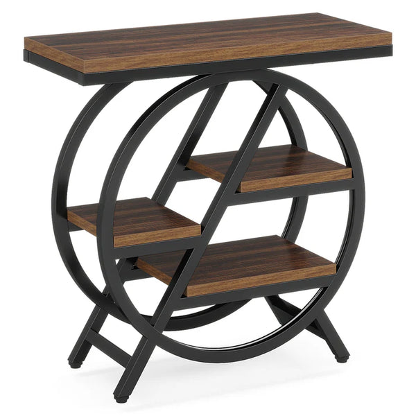 English Elm Bedside 4 Tier Open Shelf Table Matte Black Steel Frame Industrial Rustic Gray Top T3971P451127
