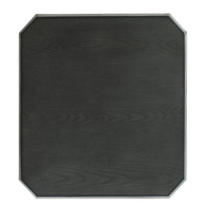 English Elm Charcoal End Table with 1 Drawer, 2/3 Glide, Silver Trim & Tapered Legs — Stylish Storage Accent B062P185733