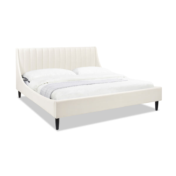 English Elm Jennifer Taylor Home - Aspen King Platform Bed Set – Cloud White Velvet Tufted Headboard For Stylish Bedroom Comfort B2719P238523