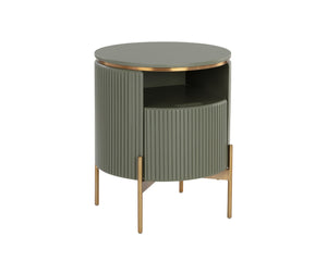 Sunpan PALOMA Sage Green Sculptural End Table with Gold Accents - Modern Elegance for Any Space 110397