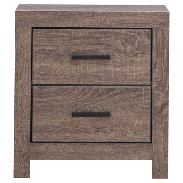English Elm Sherwood Barrel Oak 4-Piece Queen Bedroom Set - Stylish Storage, Warm Wood Finish, Modern Design B062S01296-GIGA