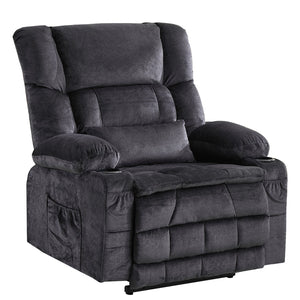 English Elm Dual Motor Large Power Lift Recliner Chair with Waist Kneading & Heat, Extended Footrest, USB Ports Grey W1521S00072