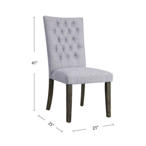 English Elm Set Of 2 Gray Linen Upholstered Side Chairs With Button-Tufted Backs & Gray Oak Finish Design B016P314467-GIGA