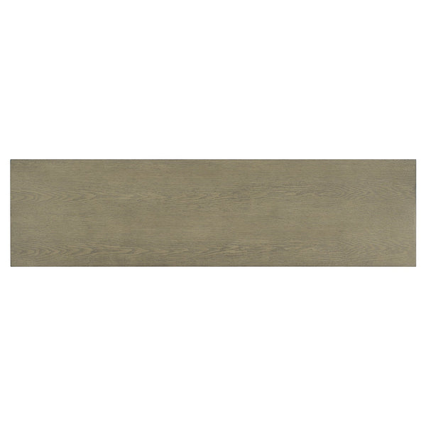 English Elm U-style Farmhouse Console Table Oak Veneer Top Curved Rubberwood Legs Entryway Gray N711P295300E