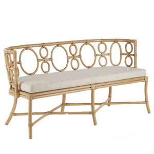 Tegal Natural Bench - Elegant Rattan Craftsmanship with Leather Ties for Stylish Indoor Spaces