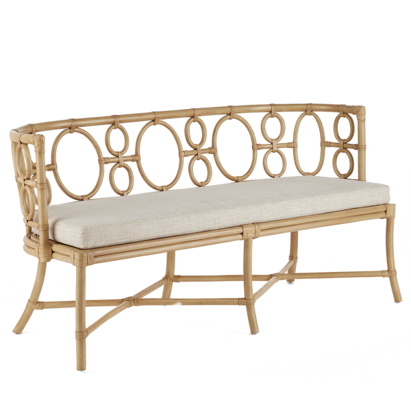 Tegal Natural Bench - Elegant Rattan Craftsmanship with Leather Ties for Stylish Indoor Spaces