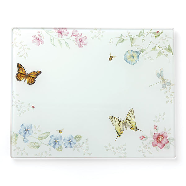 Lenox Butterfly Meadow Large Glass Cutting Board Multi, WHITE GLASS,CRYSTAL 888081