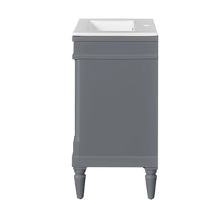 English Elm 18-Inch Modern Bathroom Vanity with Sink Compact Retro Design Durable MDF & Solid Wood Legs Storage-Friendly Gray N710P257401E