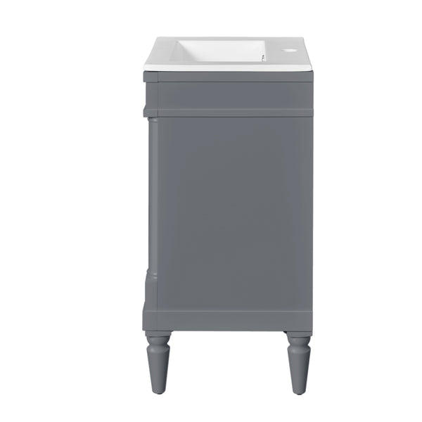 English Elm 18-Inch Modern Bathroom Vanity with Sink Compact Retro Design Durable MDF & Solid Wood Legs Storage-Friendly Gray N710P257401E