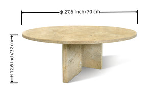 English Elm Glod Yellow Beige Marble Coffee Table – Elegant Natural Stone Accent For Living Room Décor, 27.6" W1696P262764