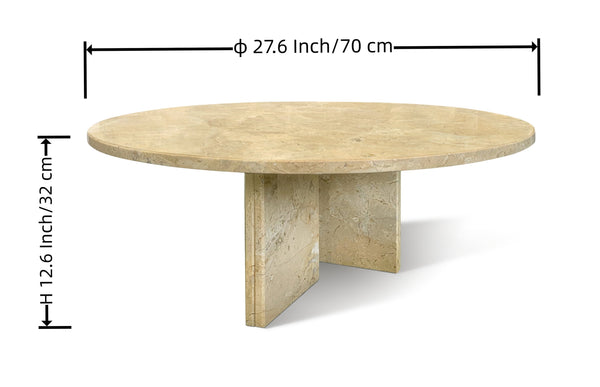 English Elm Glod Yellow Beige Marble Coffee Table – Elegant Natural Stone Accent For Living Room Décor, 27.6" W1696P262764