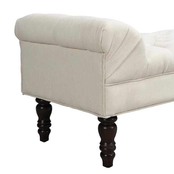 English Elm Button-tufted Upholstered Bench with Oak Legs Diamond Stitching for Bedroom or Entryway Beige N761P304406W